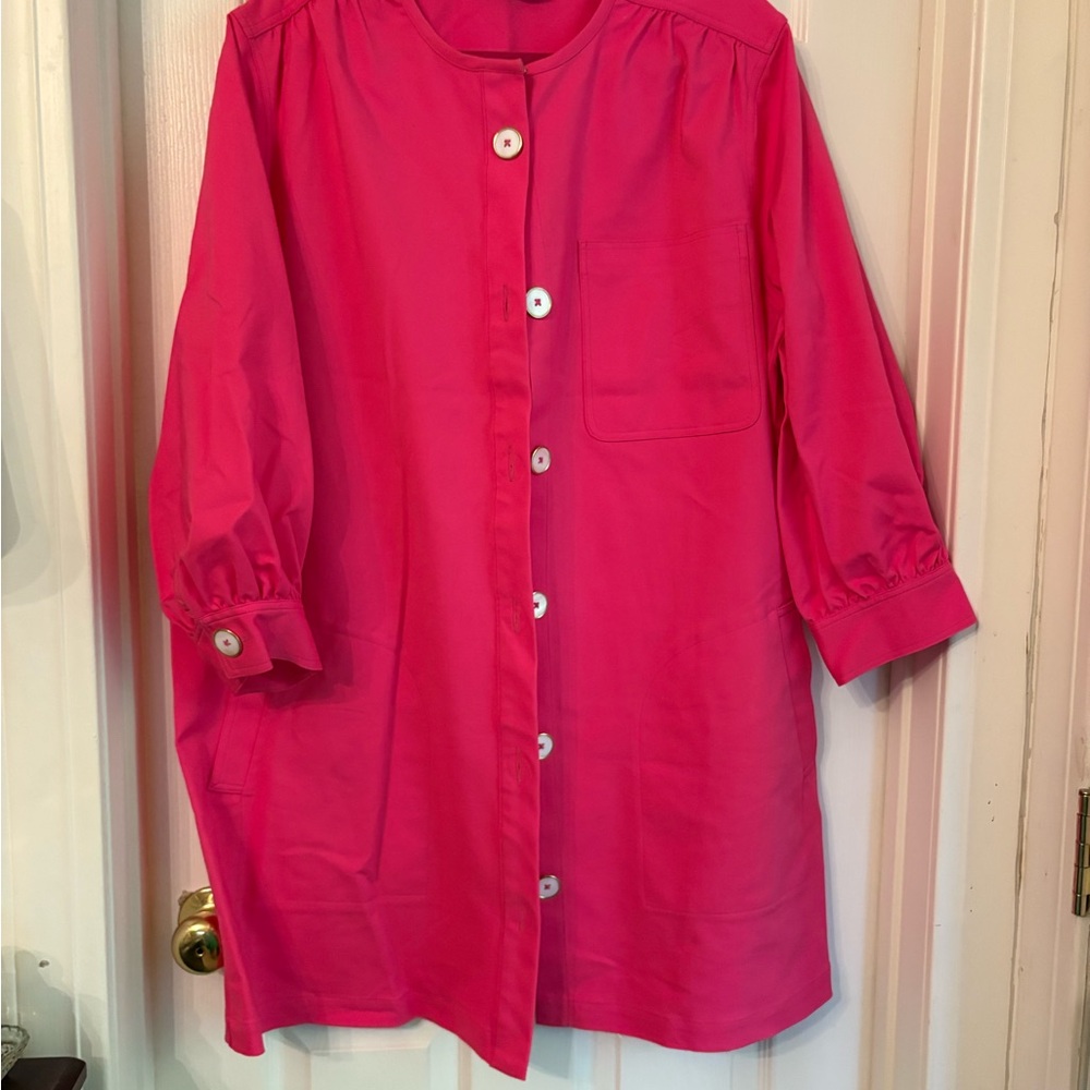 Tuckernuck Pink Blake Button-Up Long Sleeve Dress XXXL